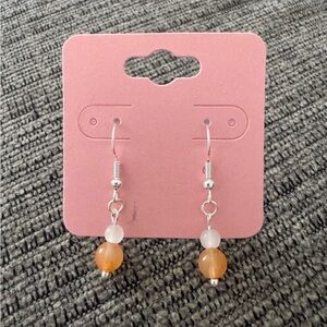 Orange Creamsicle Aventurine Natural Stone Stainless Steel Earrings